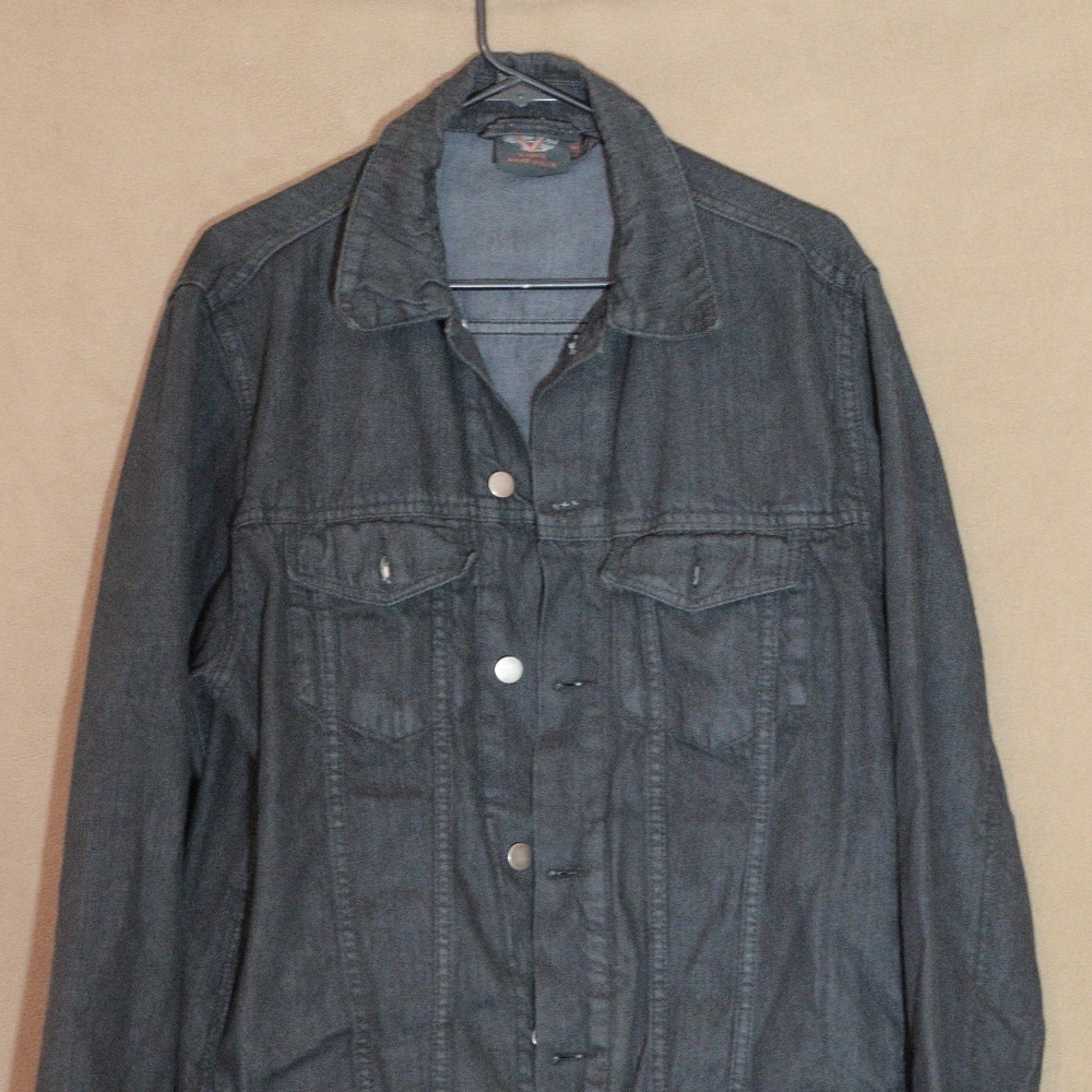 Vance Biker Wear Black Denim / Jean Jacket